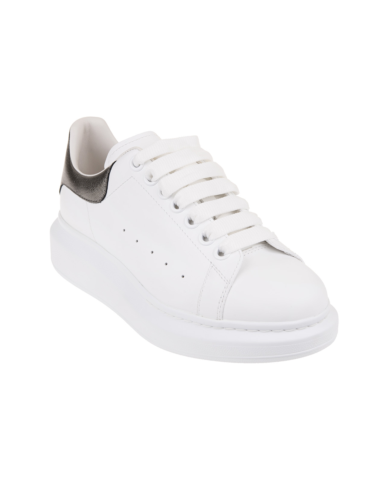 White Oversized Sneakers With Metallic Dark Grey Spoiler